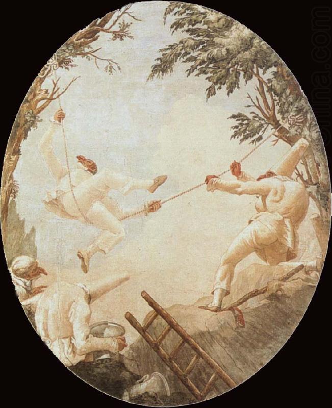 TIEPOLO, Giovanni Domenico Pulcinelle on the Tightrope oil painting picture